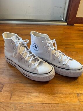 Converse White High Top Platform Sneakers 9
